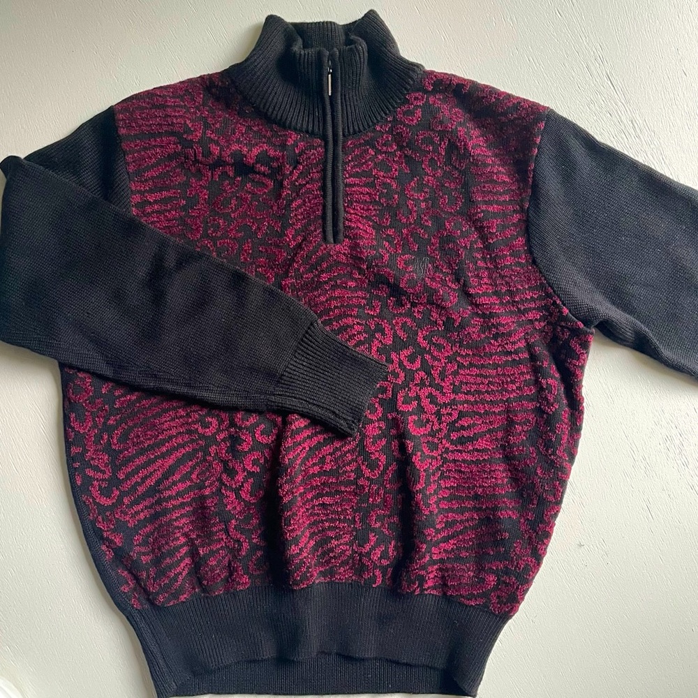 Burgundy Animal Print Sweater